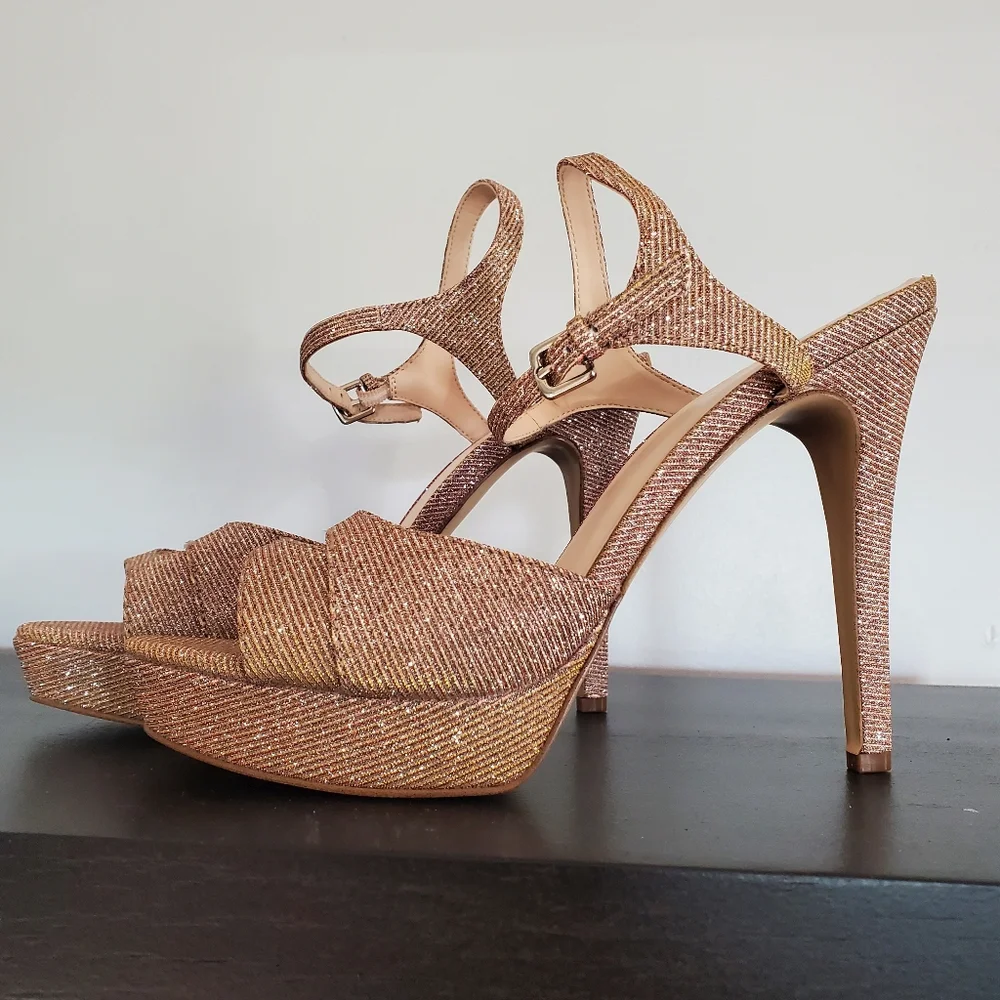 NINE WEST Ditch Him Platform Glitter Heels 8.5